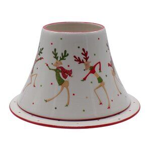 Yankee Candle Holiday Dancing Reindeer Ceramic Candle Shade Topper & Plate Set